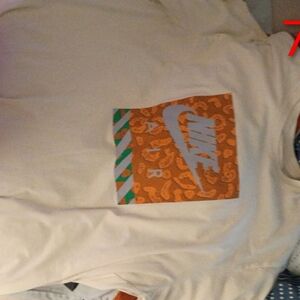 Nike White Tee with Orange and Green Graphic